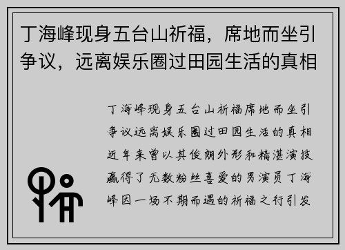 丁海峰现身五台山祈福，席地而坐引争议，远离娱乐圈过田园生活的真相