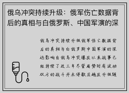 俄乌冲突持续升级：俄军伤亡数据背后的真相与白俄罗斯、中国军演的深远影响